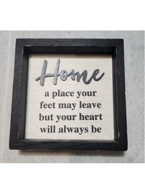 New Boston Warehouse Trading Corp. 6x6in Wooden "HOME..." Wall/Table Decor